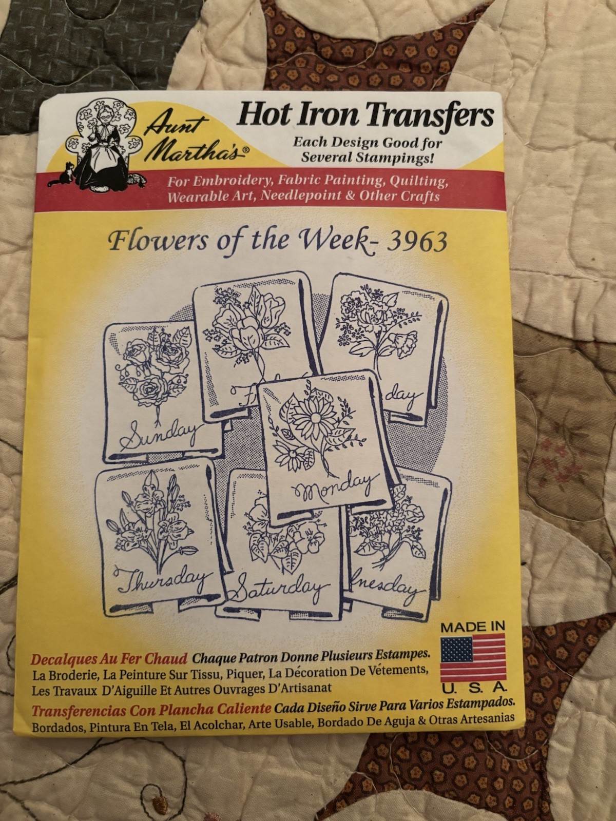 Aunt Martha\'s Flowers of the Week-3963 Hot Iron Transfers