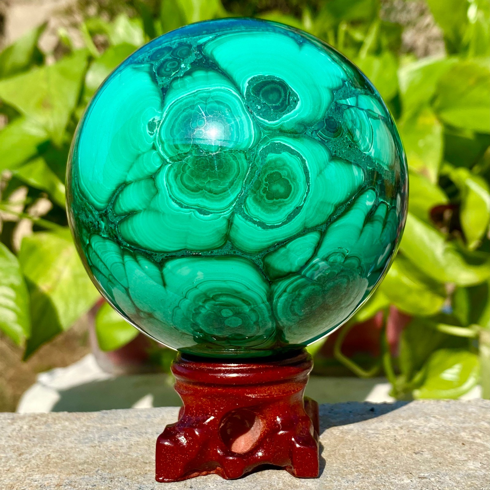 3LB Rare Natural Malachite Quartz Hand Carved Sphere Crystal Healing