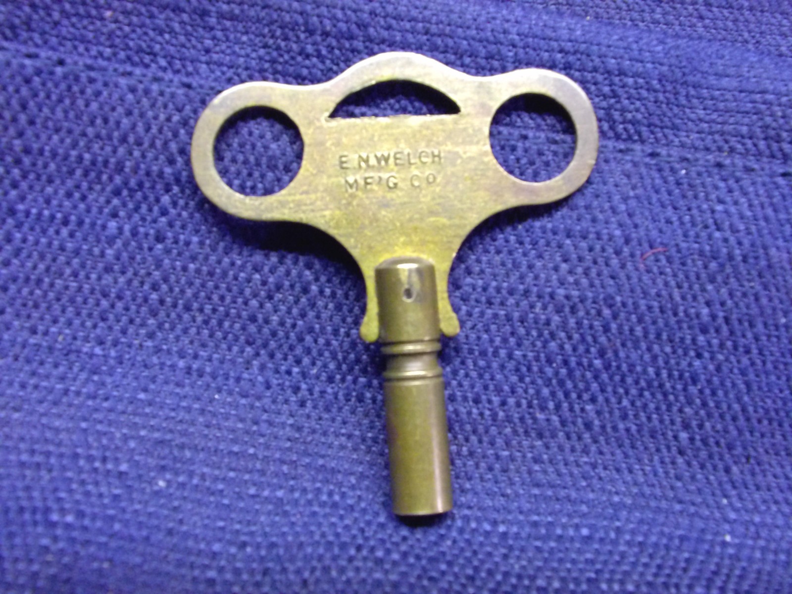 Antique E. N. WELCH MFG CO. All Brass Clock Winding Key   Hard to Find