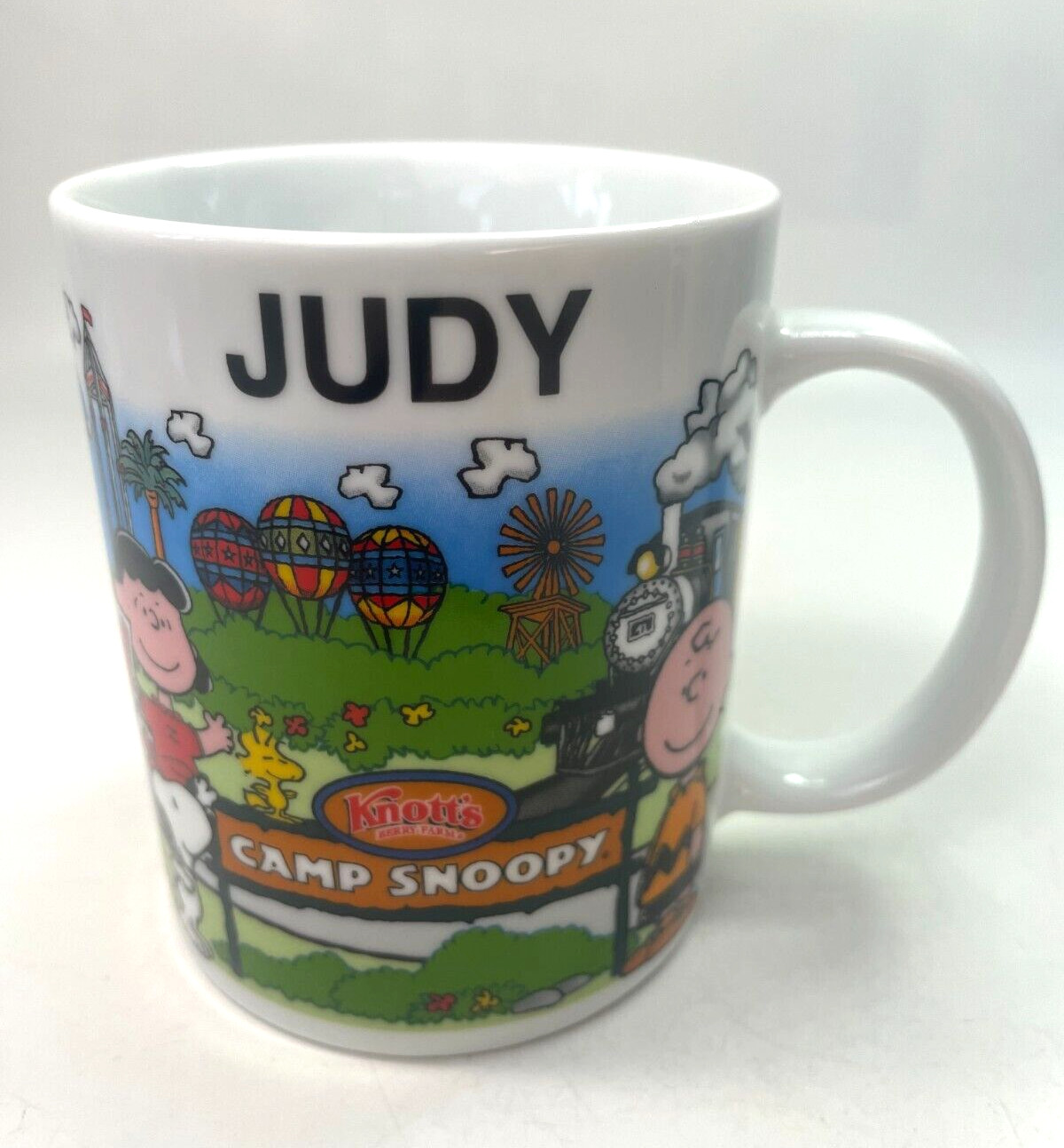 Peanuts Camp Snoopy Knott's Berry Farm Personalized Judy 11 oz Souvenir Cup C5