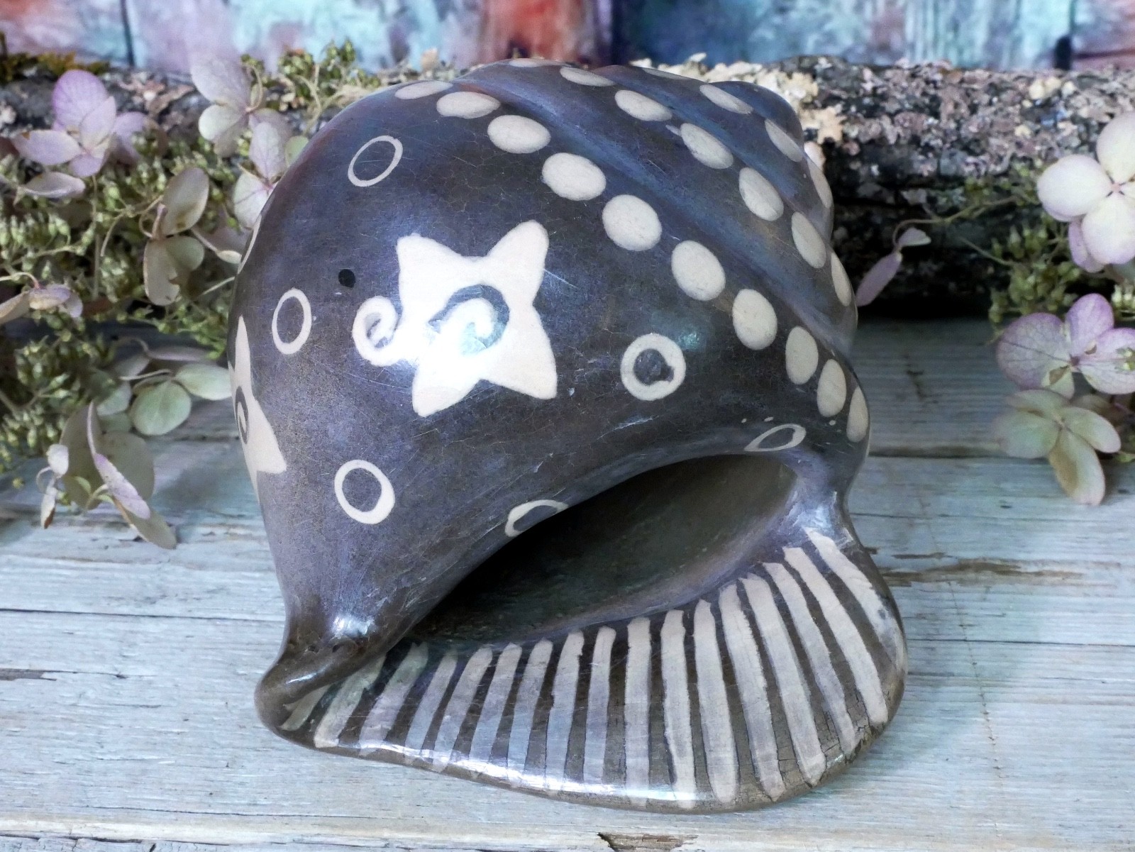 Brown Clay Conch Shell Pre-Columbian Symbol Handmade Michoacán Mexican Folk Art