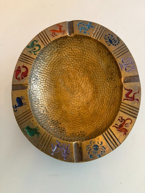 Vintage Israel Oppenheim 50s horoscope ash tray12 zodiac  signs Solid Brass