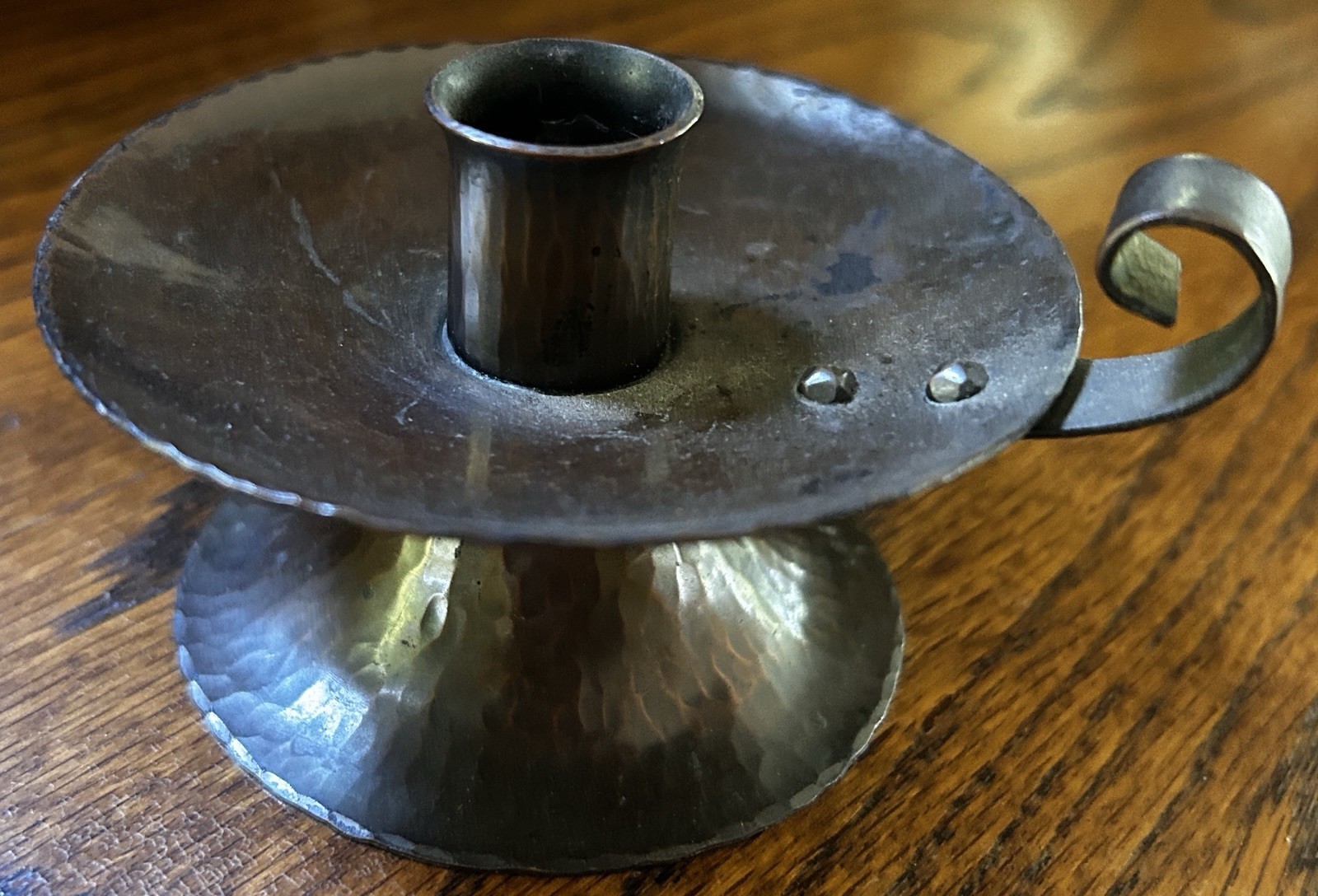 Vintage Roycroft Hammered Copper Candle Holder- Petite And Delicate