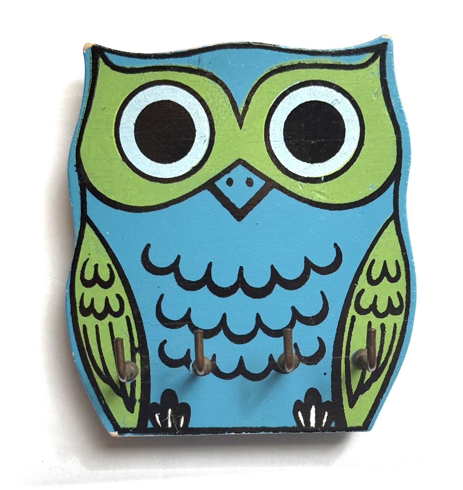 Vintage Owl Wooden Wall Key Hook Holder Counterpoint San Francisco 1970s Japan