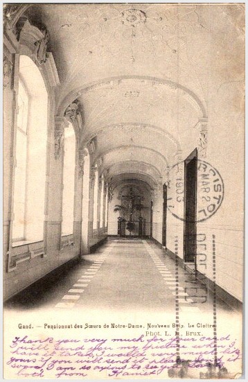 1903 Postcard Cloister at Pensionnat Gand Belgium Nuns to Bristol Co RI 1903 Postcard Cloister at Pensionnat Gand Belgium Nuns to Bristol Co RI