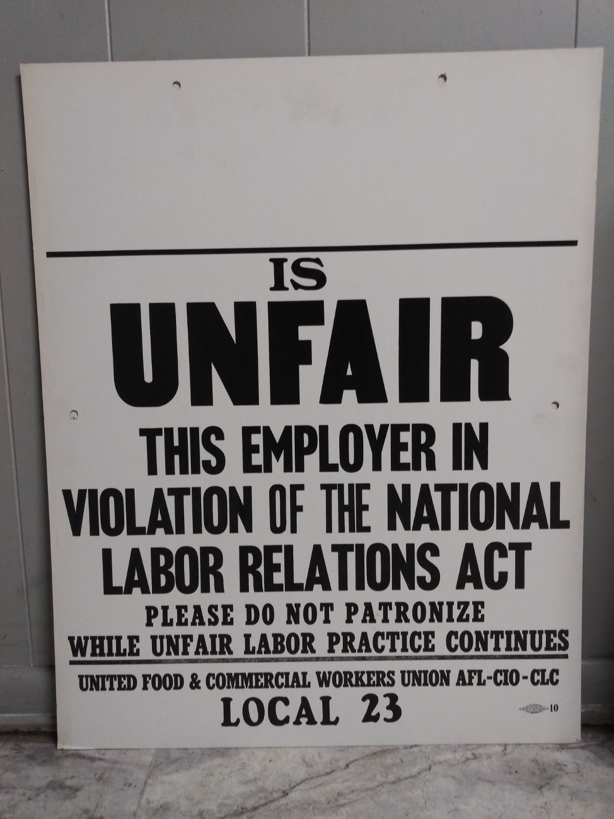 Vintage Picket Strike Sign Poster Pittsburgh 60\'s Letterpress Unfair Practices