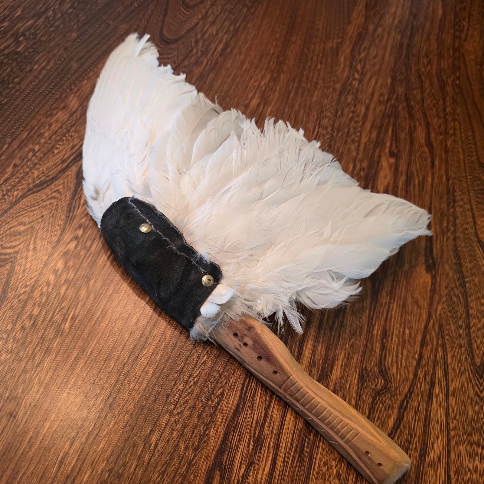 Cherokee Feather Native American Ceremonial Fan Gerald Jacobs 1990 Hand carved