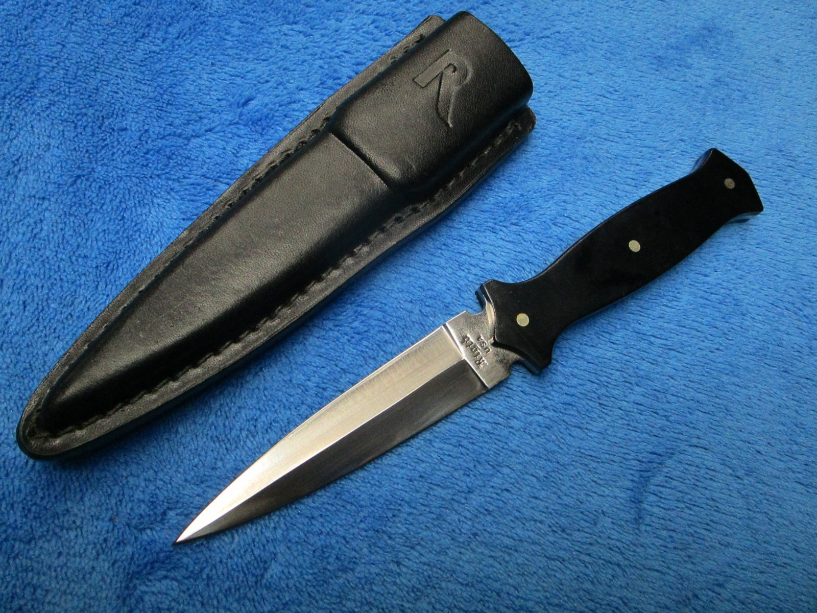 RARE VINTAGE ORIGINAL RIGID AMIGO BOOT MICARTA DAGGER FIGHTING KNIFE AND SHEATH
