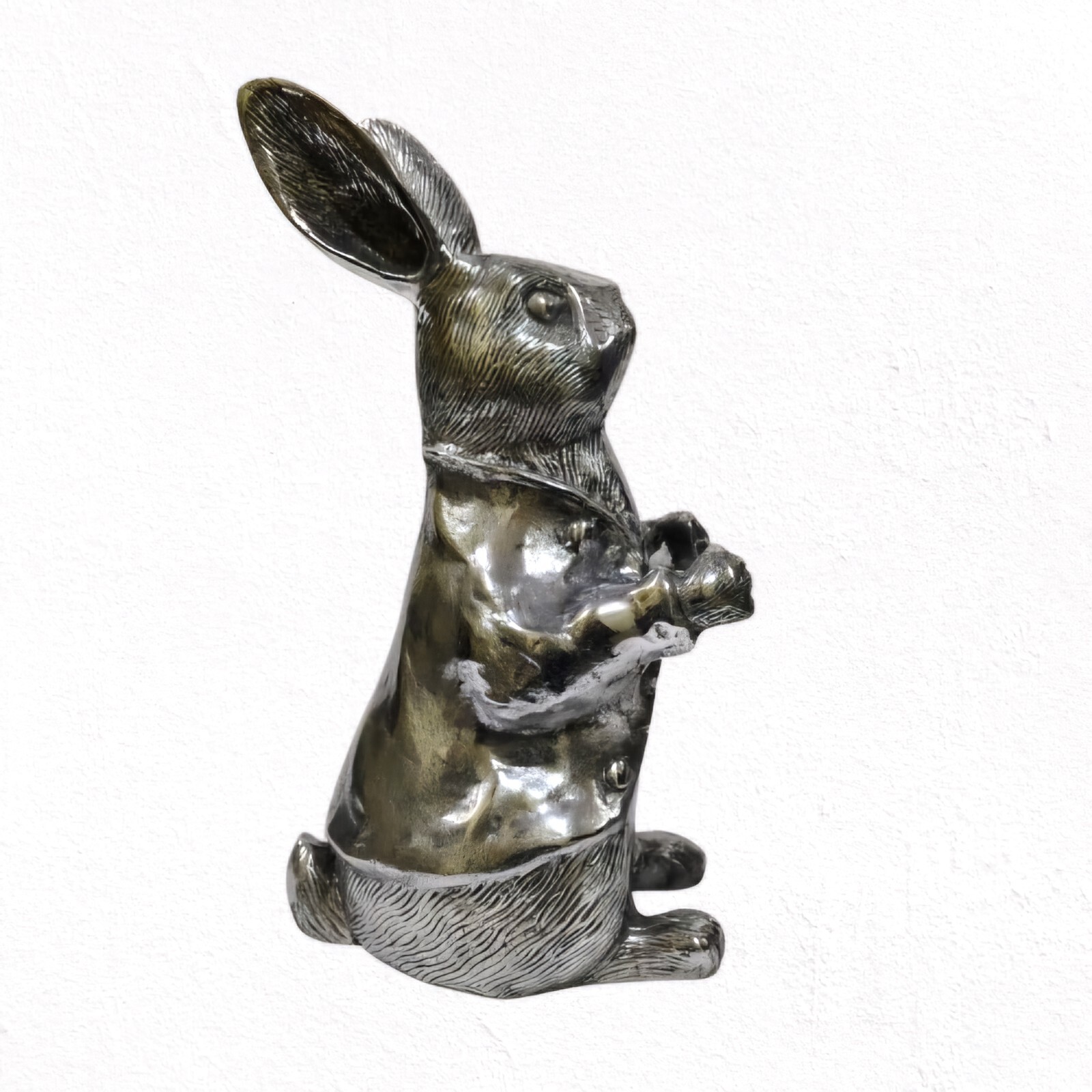 Large Rabbit Metal Easter Bunny Figurine Statue 16 inches