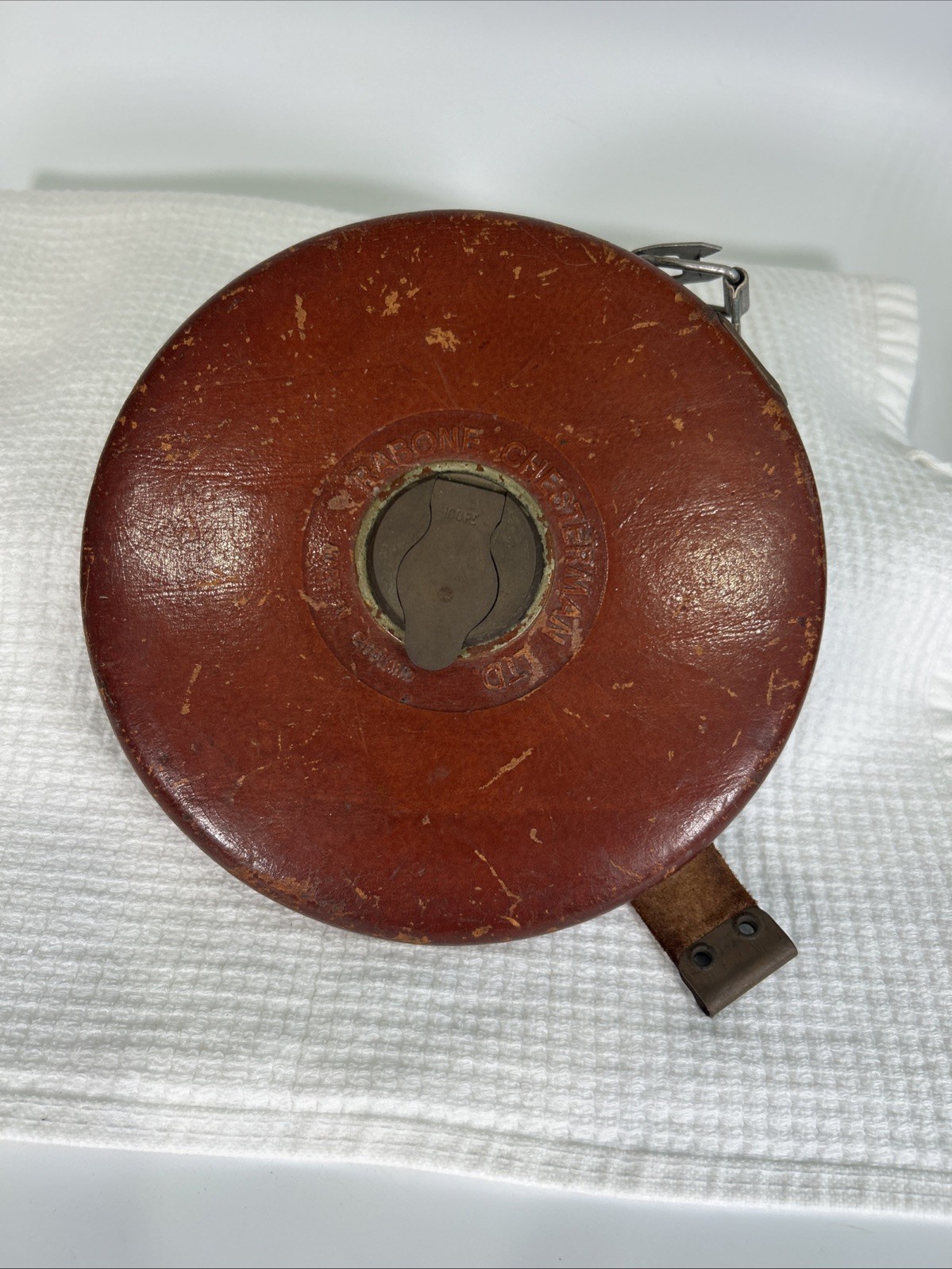 Vintage Rabone Chesterman Measuring Tape 100’ England Leather Brass