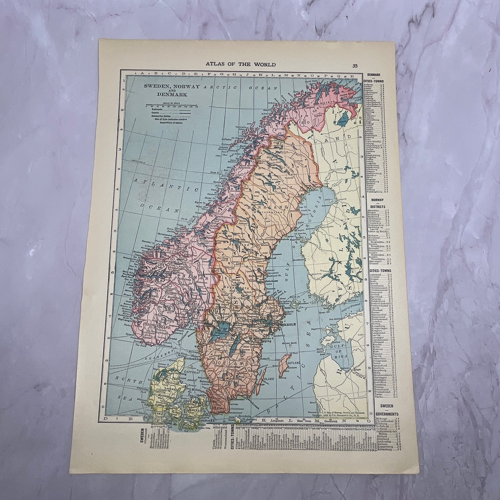 Map of Netherlands & Belgium, Sweden, Norway & Denmark Double Sided 1910 V14-7