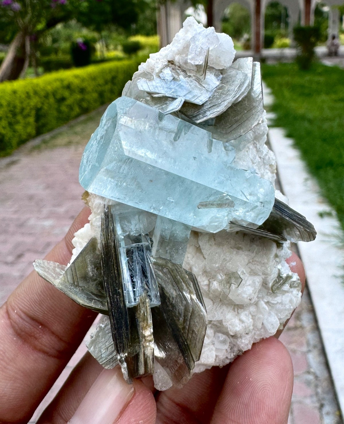 Sky Blue Aquamarine Crystals With Muscovite On Matrix /Display Piece/ 340 Carats
