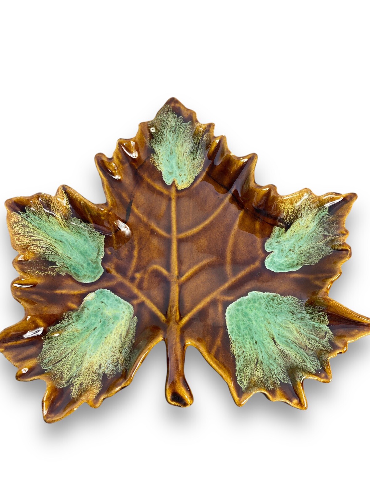 Anna Van Briggle Art Pottery Maple Leaf Dish Signed MCM Colorado Springs Anna Van Briggle Art Pottery Maple Leaf Dish Signed MCM Colorado Springs