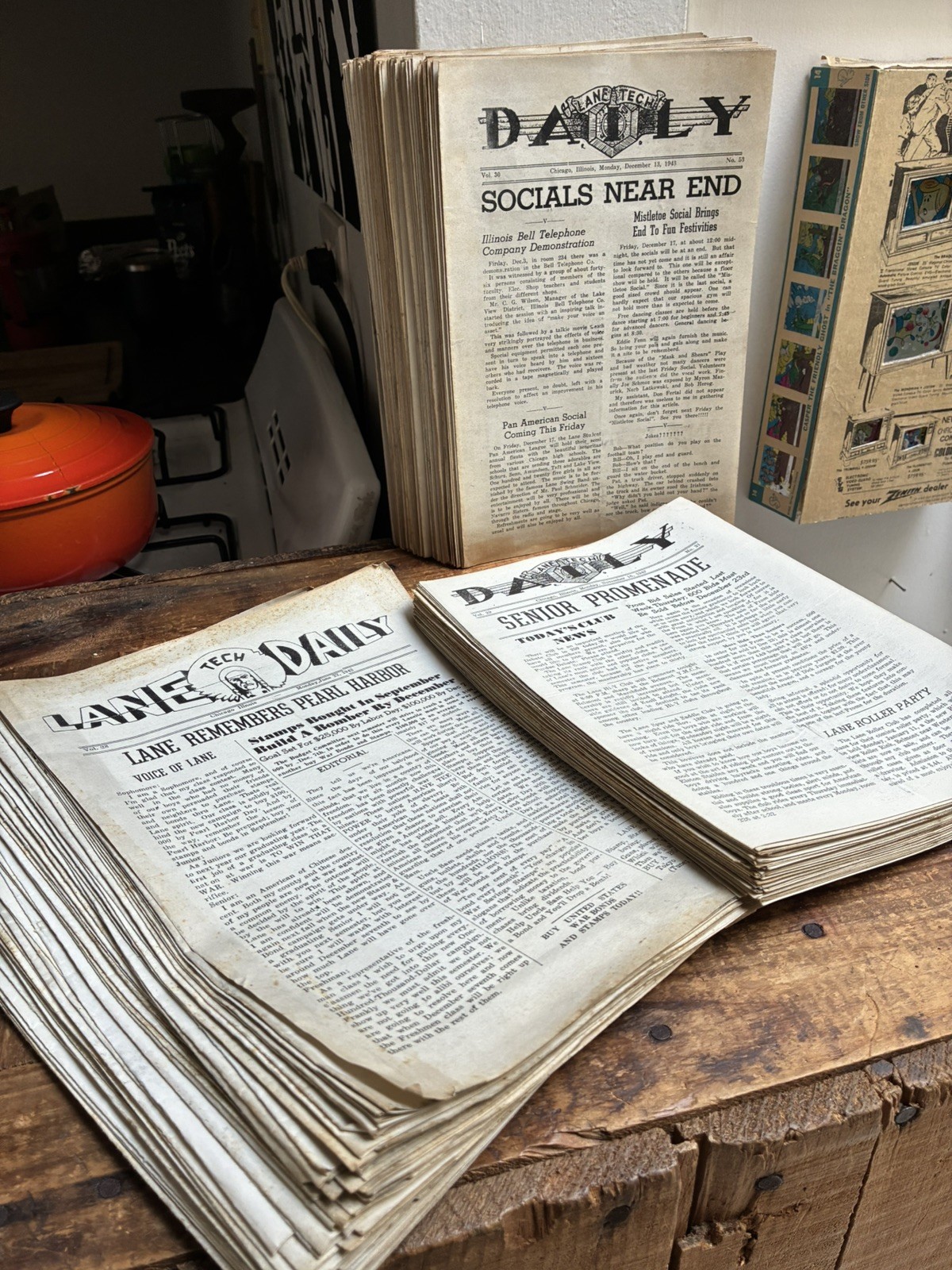 Vintage 1942-43 Lane Tech High School Newspaper Huge LOT WW2 Era