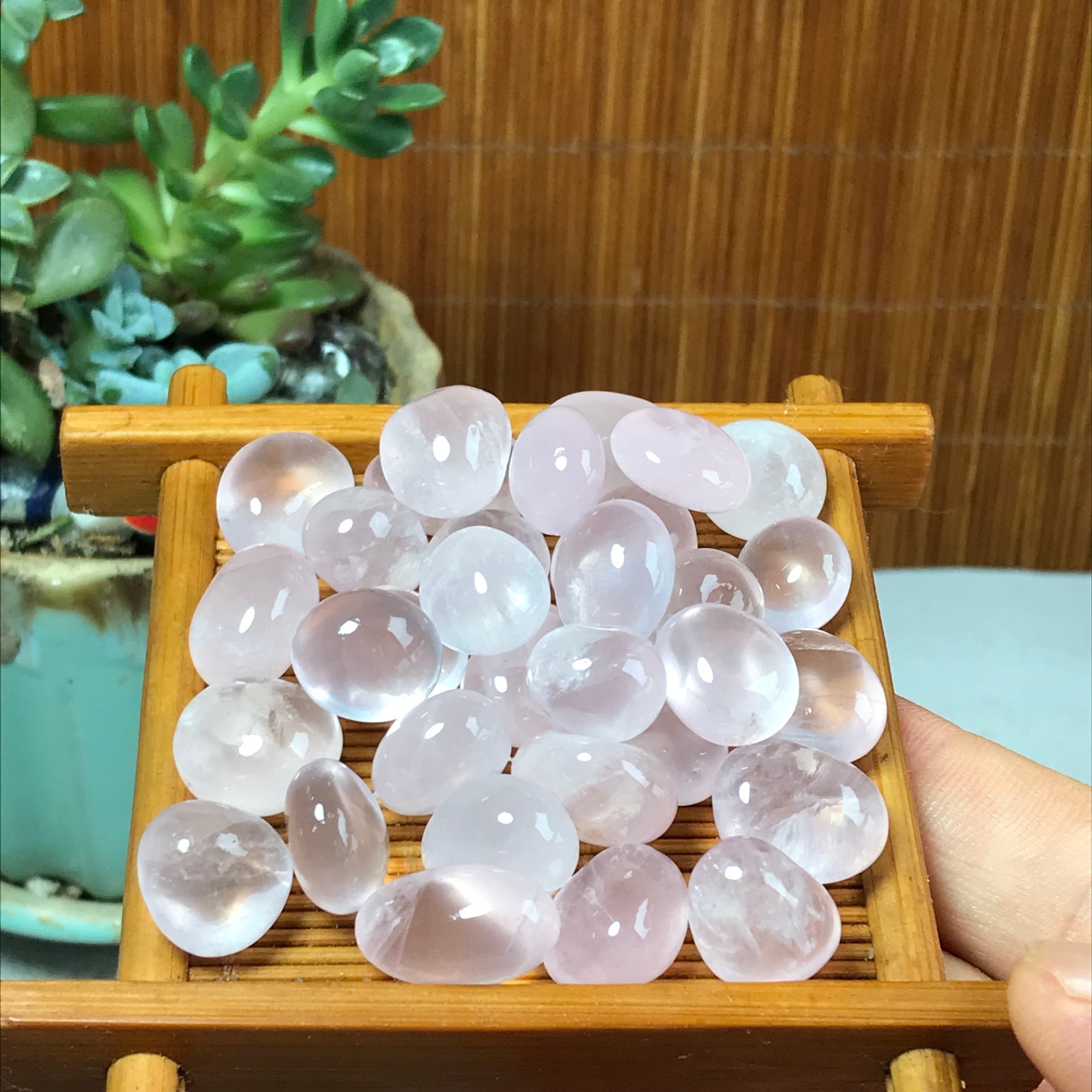 32pcs Natural pink rose quartz Crystal gemstone Polish Mineral Specimen 71g 6821