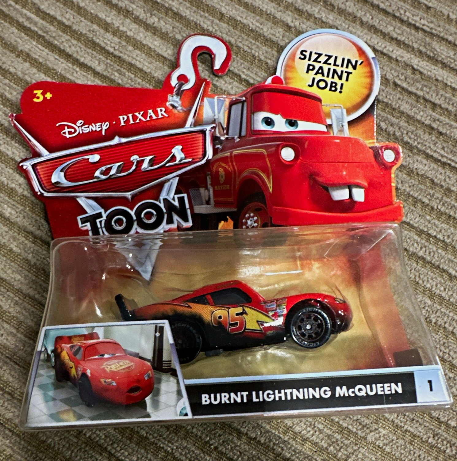 Disney Pixar Cars Toon Burnt Lightning McQueen Diecast Character Vehicle