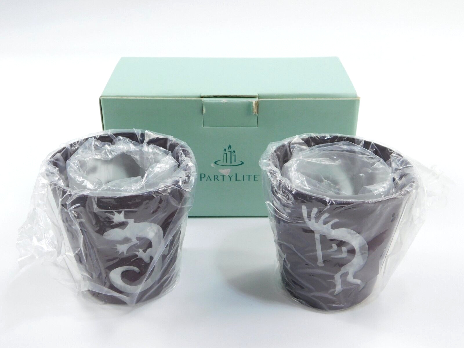 PartyLite Arizona Rustic Votive Candle Holder Pair NEW IN BOX Kokopelli & Gecko