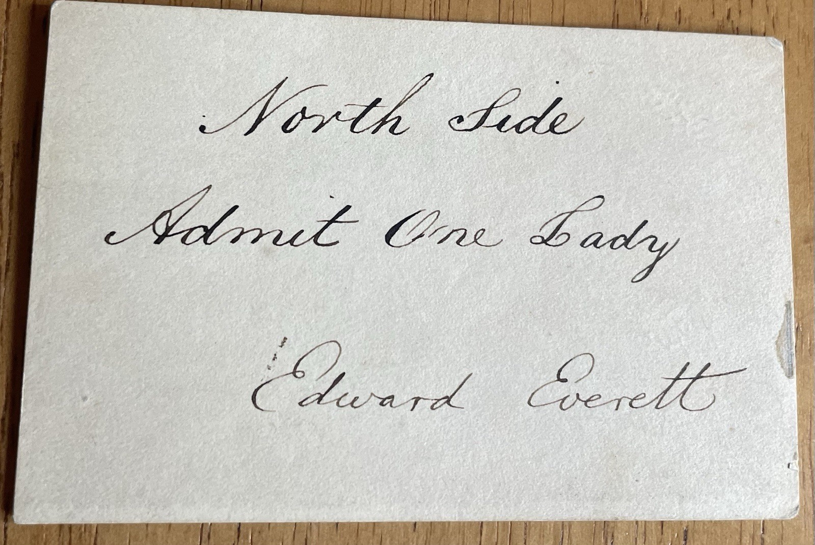 Political & Orator Edward Everett Autograph Ticket \