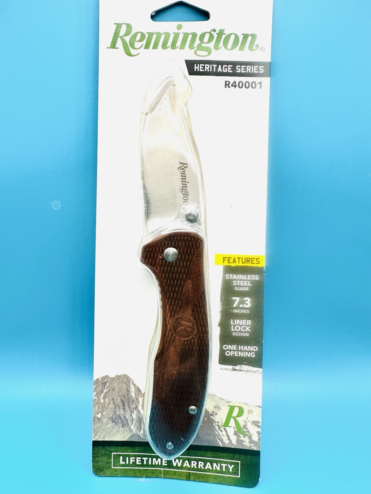 Remington 40001C Heritage Linerlock Knife Wooden Handles Lifetime Warranty Remington 40001C Heritage Linerlock Knife Wooden Handles Lifetime Warranty