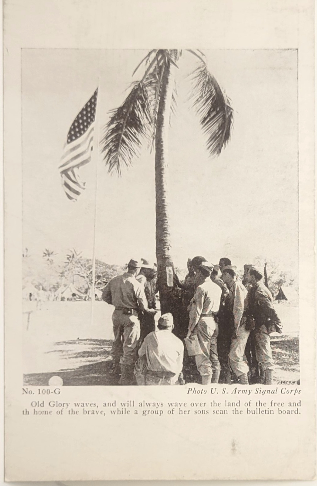 Old Glory Flag Soldiers Scan the Bulletin Board WWII Postcard D67 Old Glory Flag Soldiers Scan the Bulletin Board WWII Postcard D67