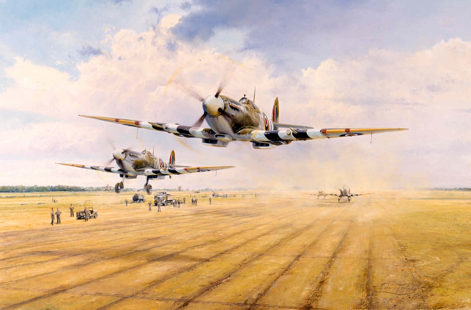 ST CROIX-SUR-MER by Robert Taylor signed by Johnnie Johnson & Spitfire Pilots