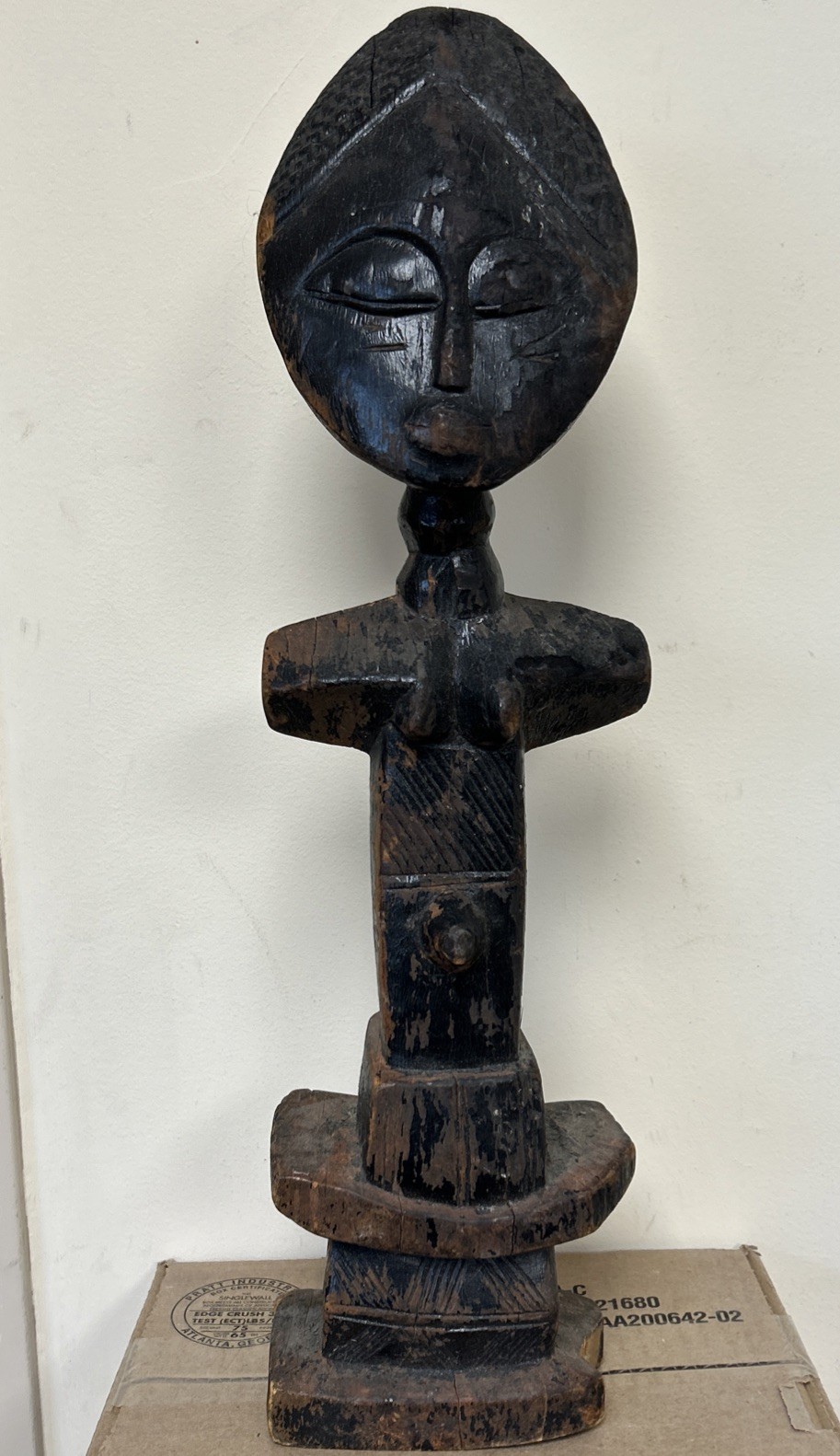 Vintage Africa Ashanti Akuaba Fertility Statue Hand Carved Very Old  20” Tall