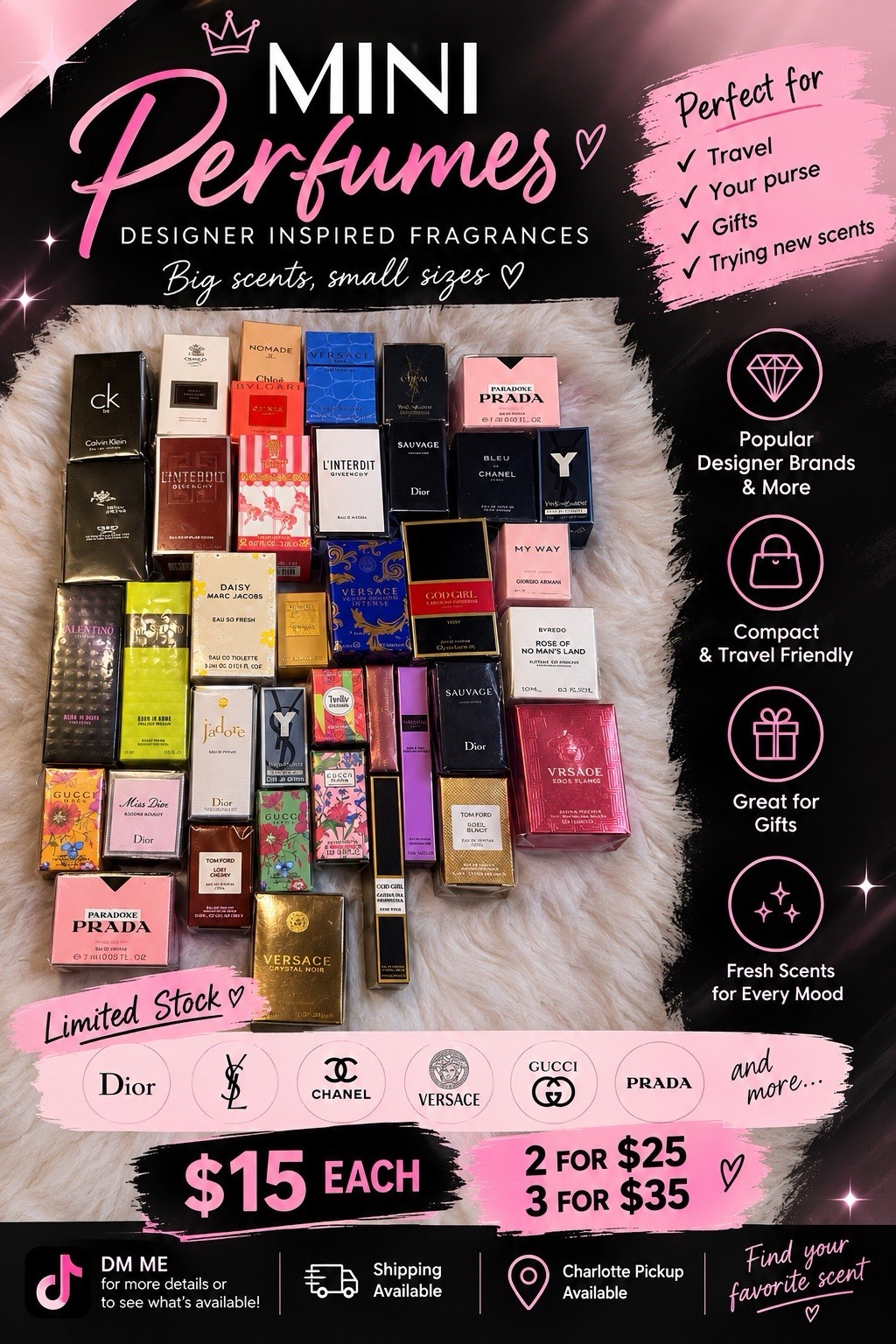 Mini Perfumes – Designer Fragrances – $15 Each