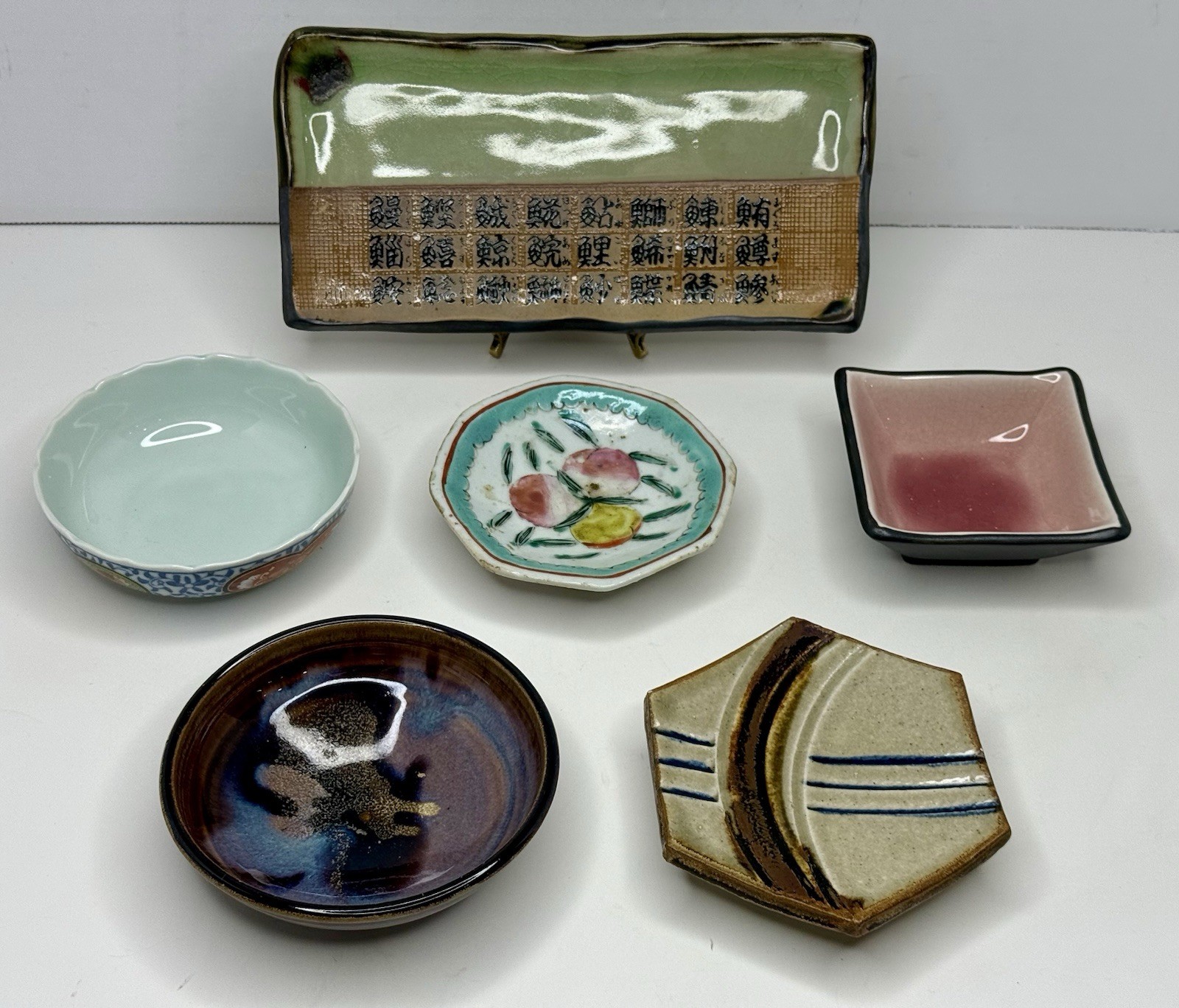 VTG Porcelain Ceramic Japanese Sushi Soy Sauce Wasabi Dipping Plates Mixed Lot