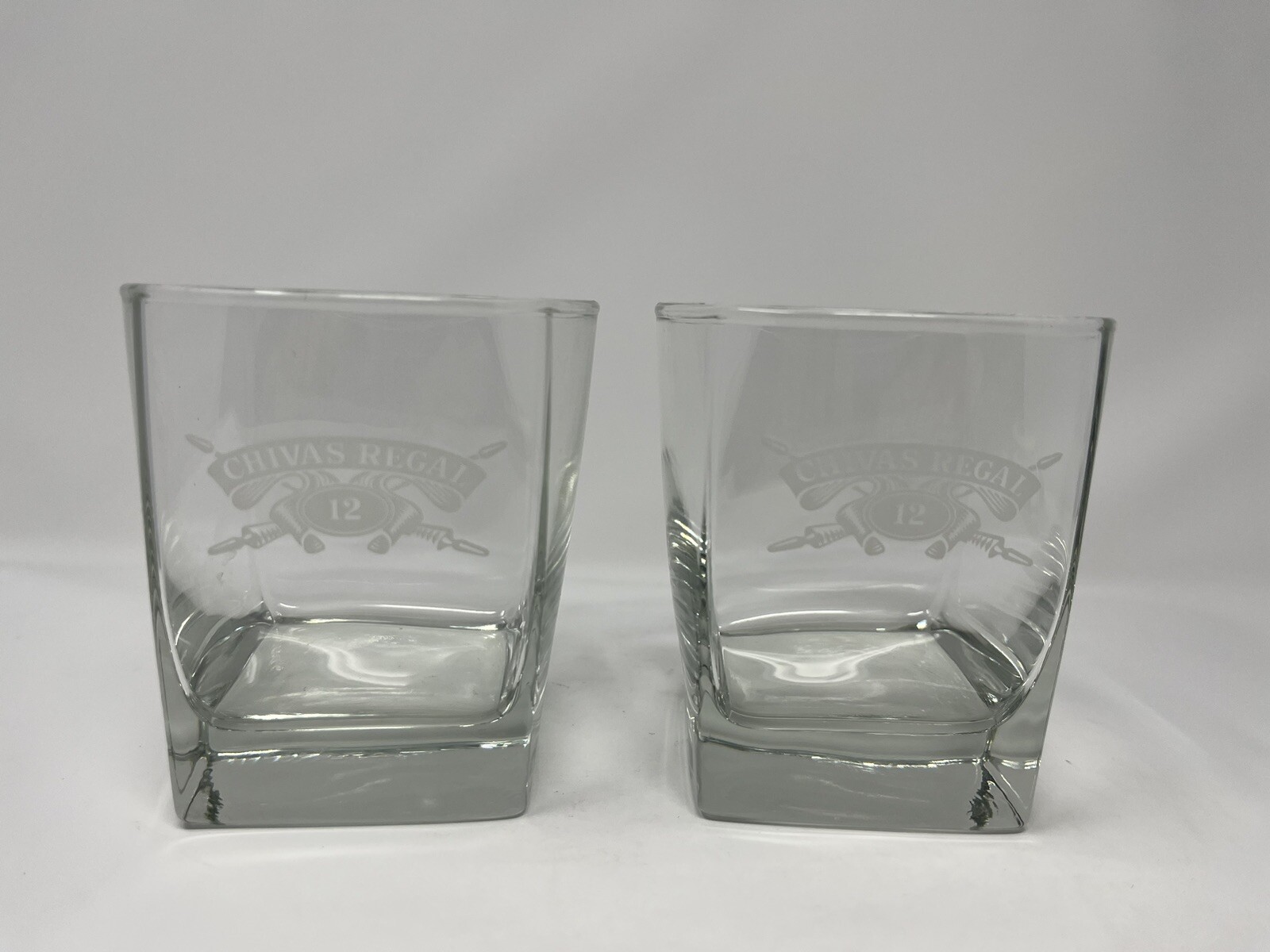 Vintage CHIVAS REGAL TUMBLER GLASSES - 12 Years Old - lot of 2 barware New 3.5”