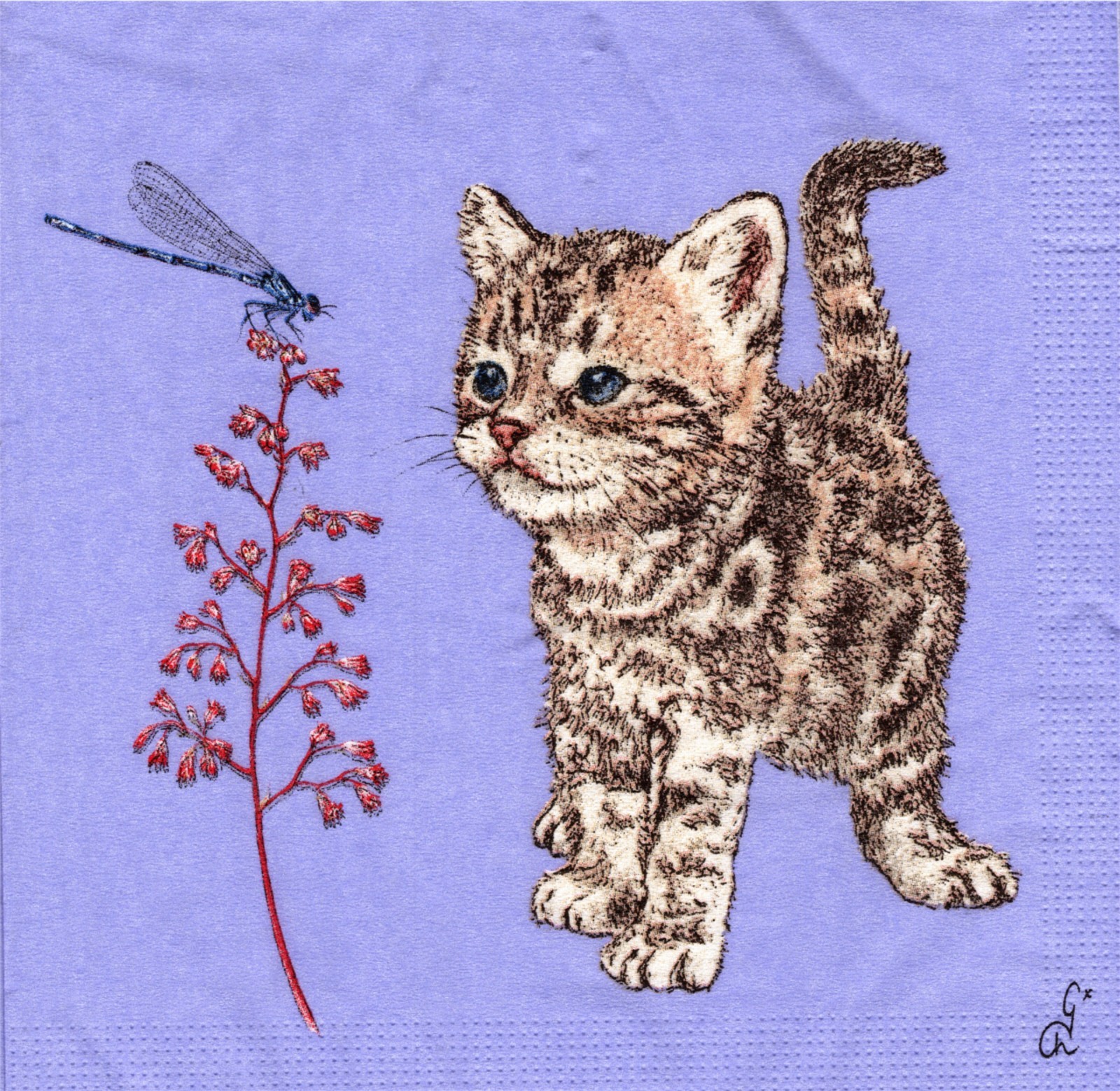 (2) Two Paper Lunch Napkins for Decoupage/Mixed Media - Kitty Cat kitten