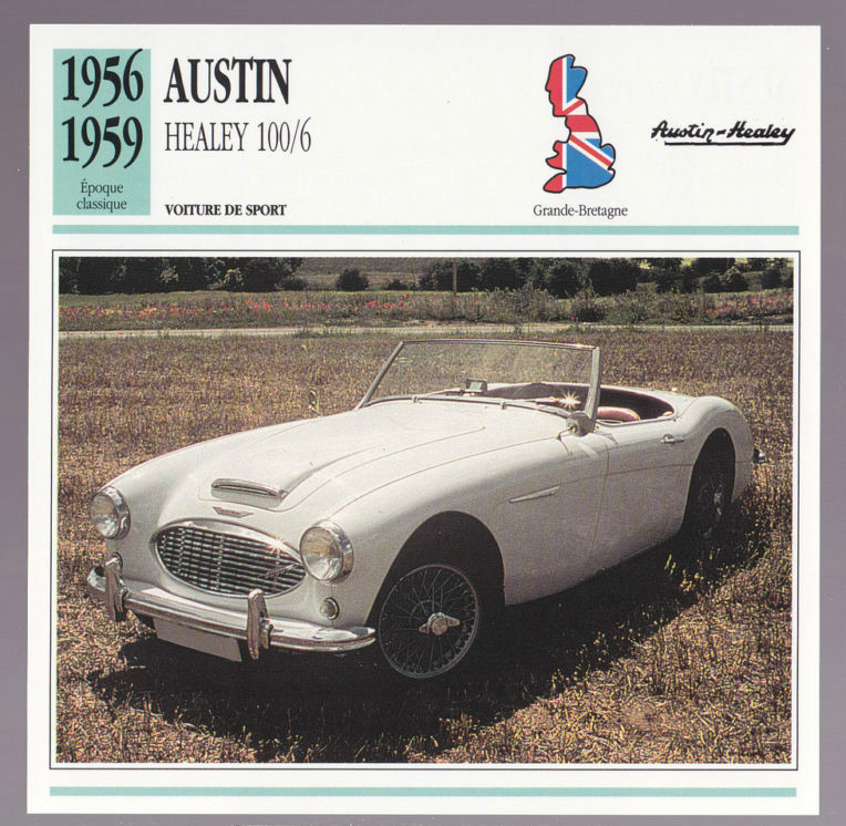 1956-1959 Austin-Healey 100/6 Car Photo Spec Sheet Info French Card 1957 1958