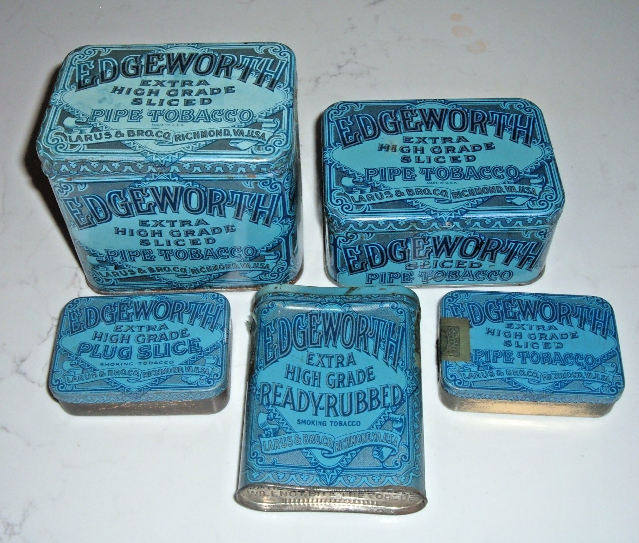 (5) Vintage Edgeworth  Tobacco Tin Cans