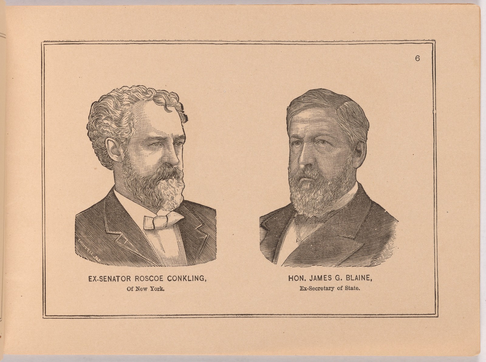 Roscoe Conkling James G. Blaine 1880s Vintage Political Figures Photo Reprint