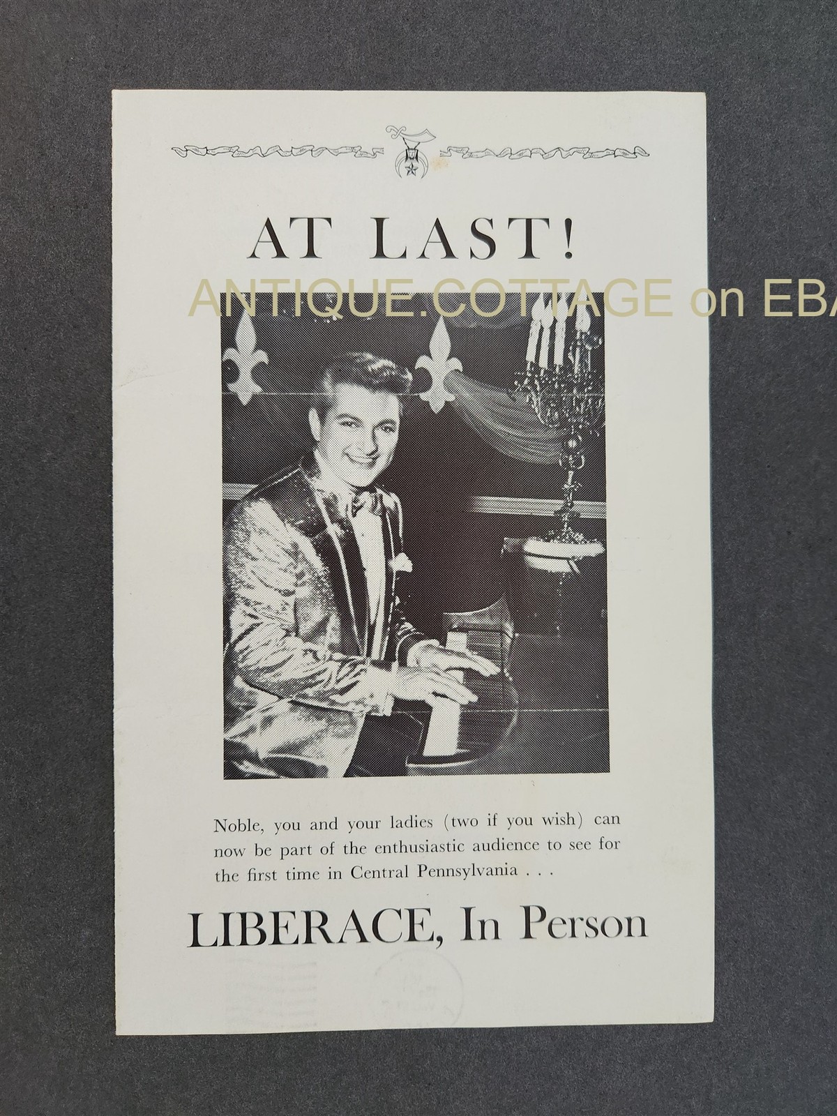 vintage LIBERACE at last in person ORIG PROMO ad jaffe ticket order form shriner