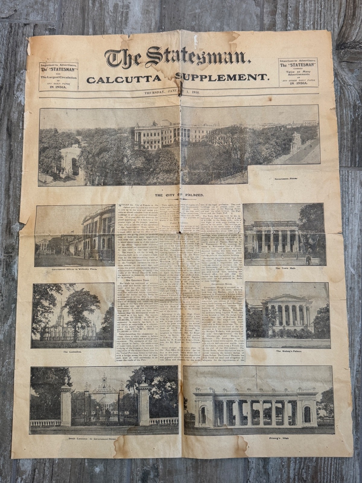 1914 The Statesman Calcutta India Supplement City of Palaces Photos Newspaper