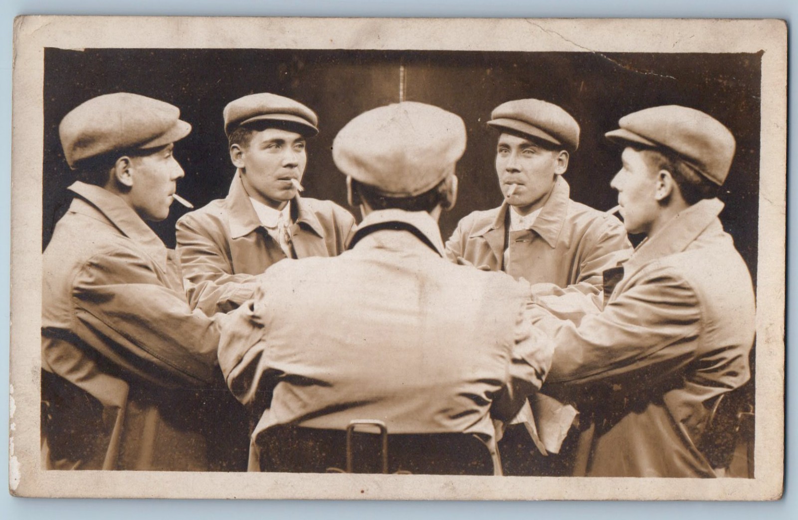 c1910's Trick Photography Mirror Smoking Men Cigarette RPPC Photo Postcard c1910's Trick Photography Mirror Smoking Men Cigarette RPPC Photo Postcard