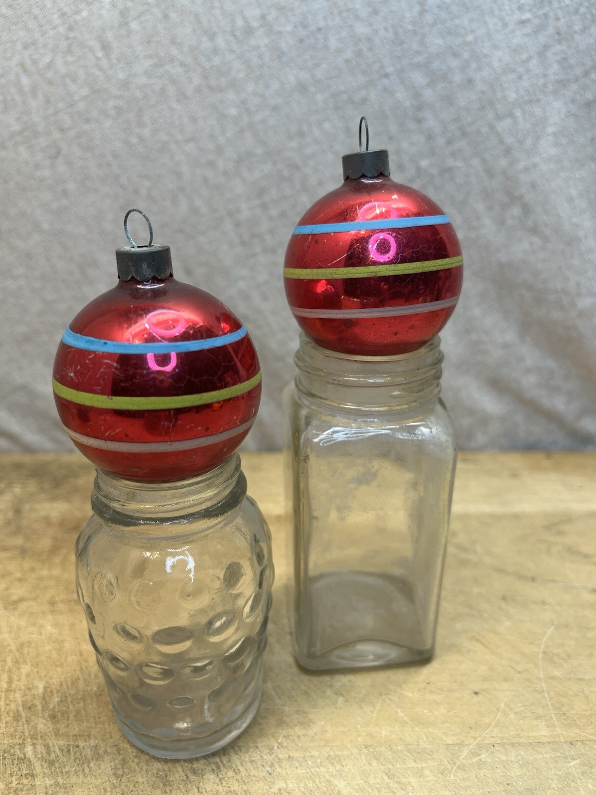 Vintage USA 2 Pink Striped Christmas Ornaments Vintage USA 2 Pink Striped Christmas Ornaments