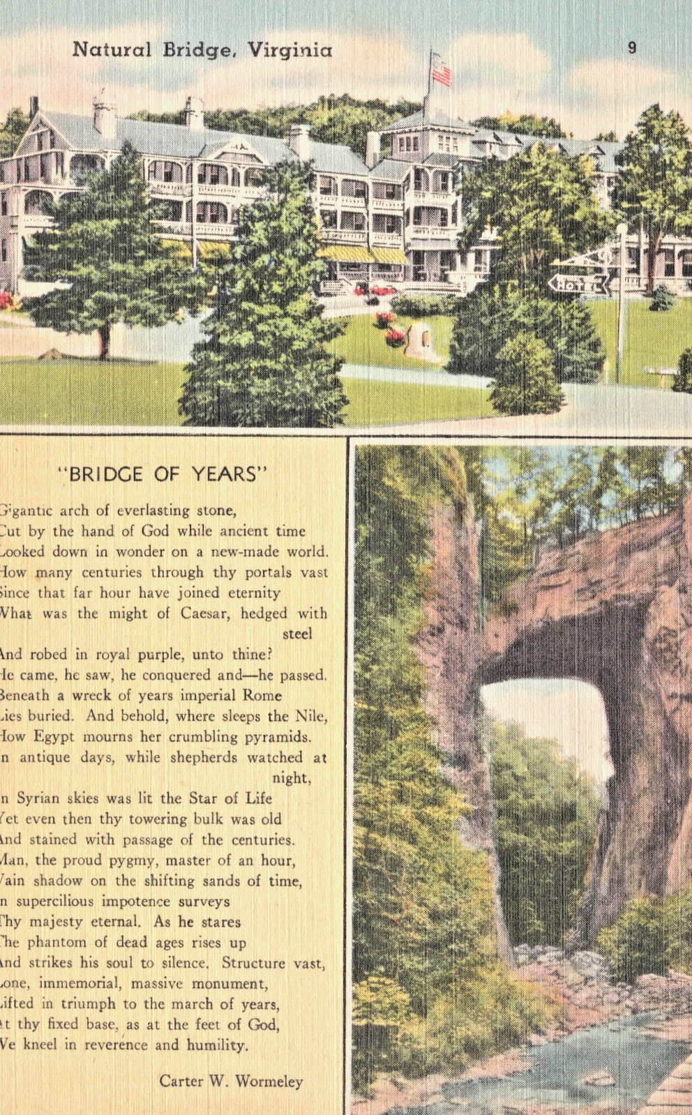 VA Natural Bridge Hotel Virginia- 2 Linen Postcards Tichnor Unused Unposted Lot