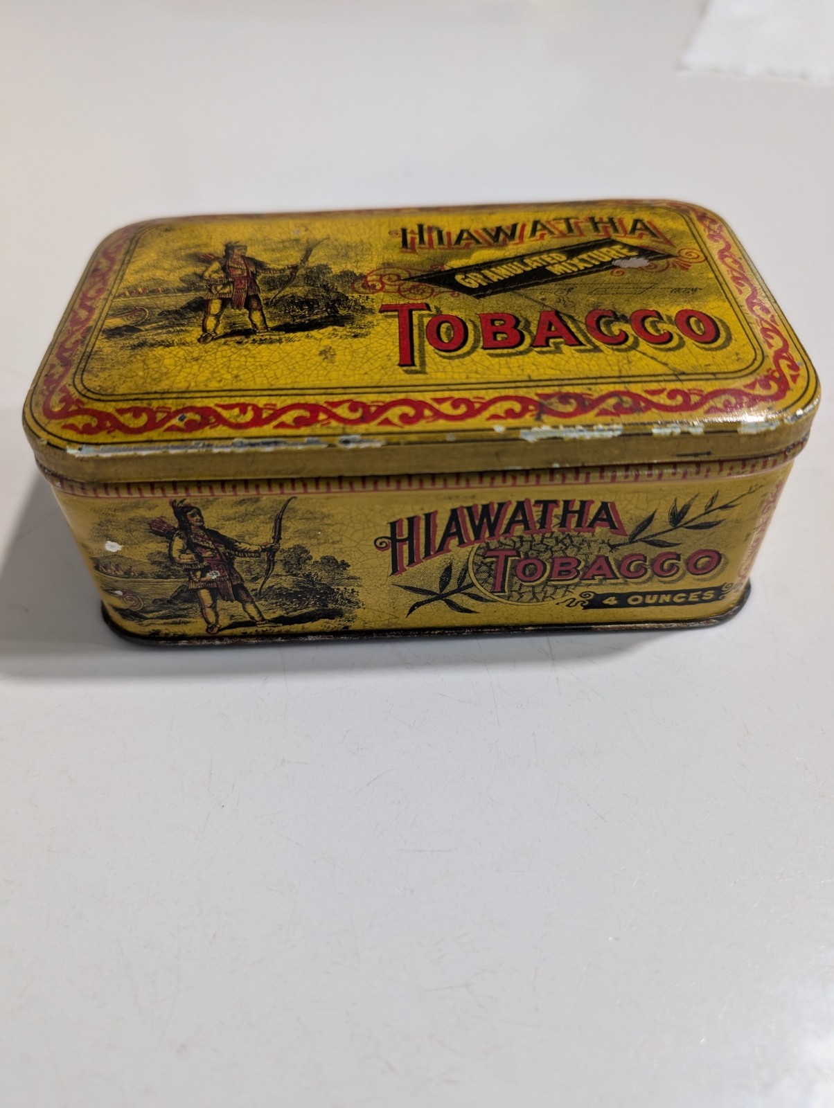 Antique Hiawatha Tobacco Tin w/ Hinged Lid - Granulated Mixture