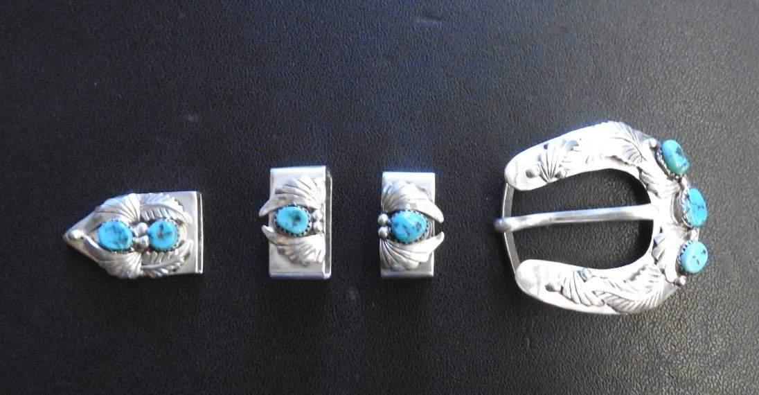 Navajo 4 piece sterling and turquoise belt outfitt