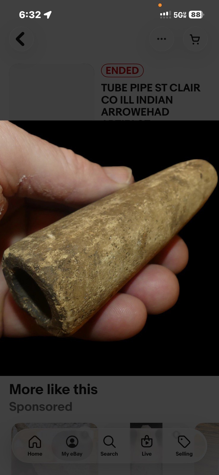 Authentic Indian Artifact Stone Pipe 