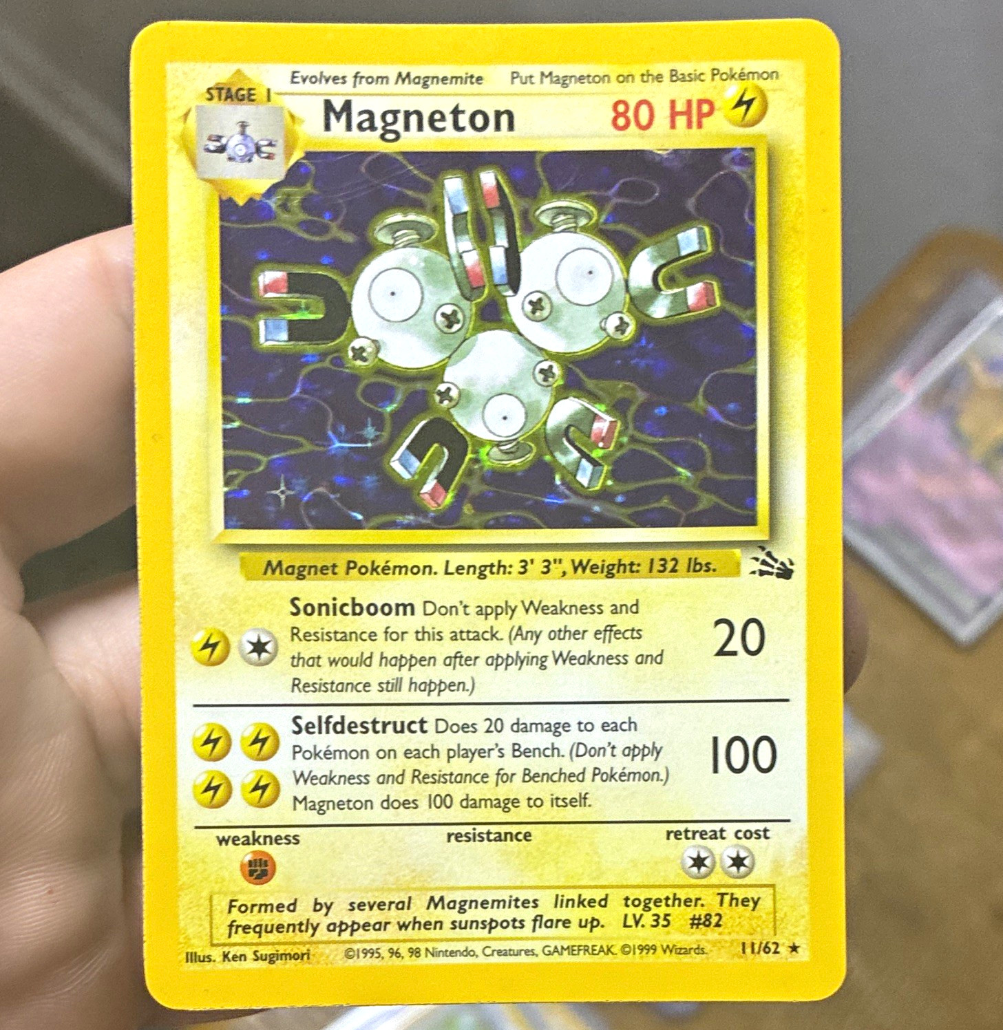 💎PACK FRESH 1999 Fossil Edition Magneton Holo Rare Card 11/62 English