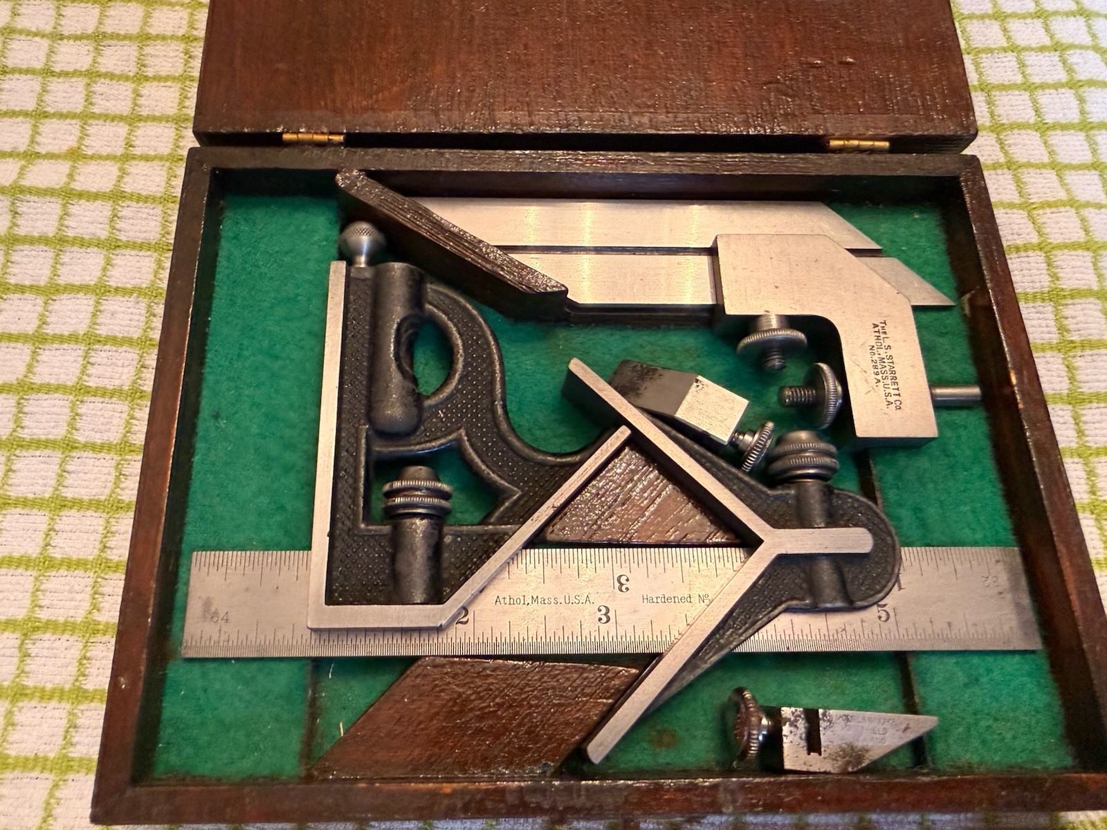 Vtg L.S. STARRETT 6” Combination Square w/No. 4 Hardened Rule  Plus.