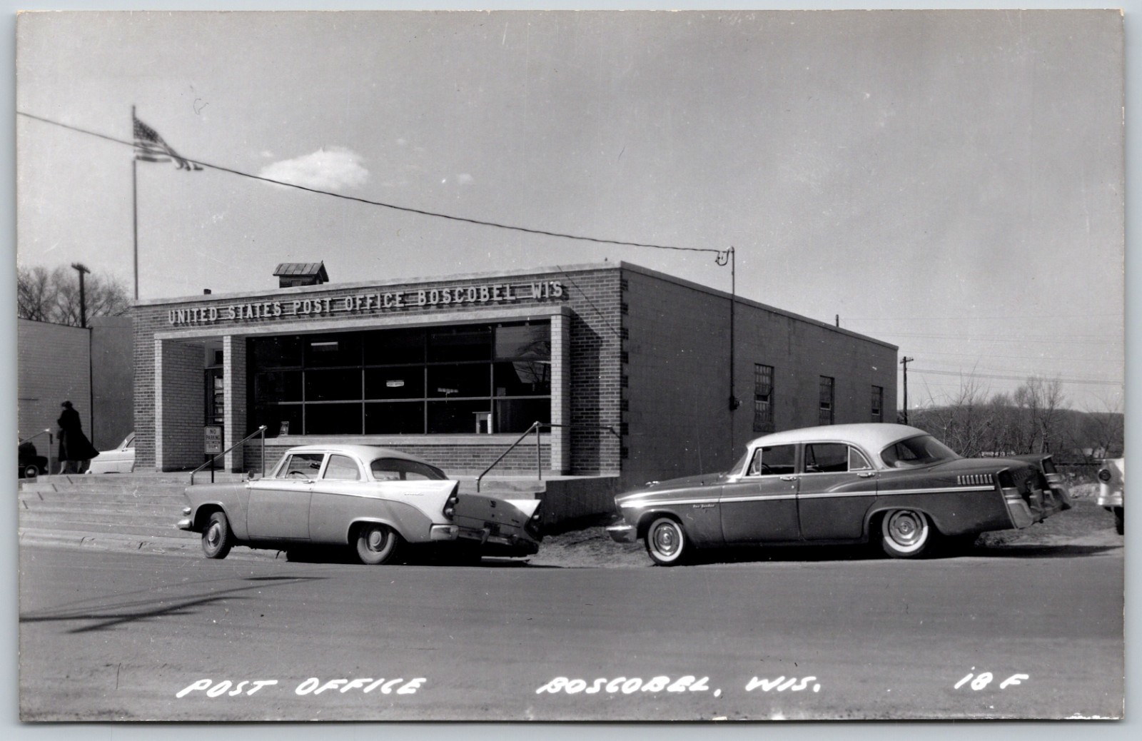 RPPC 1973 Post Office Boscobel Wisconsin Classic Cars VINTAGE Postcard 9082