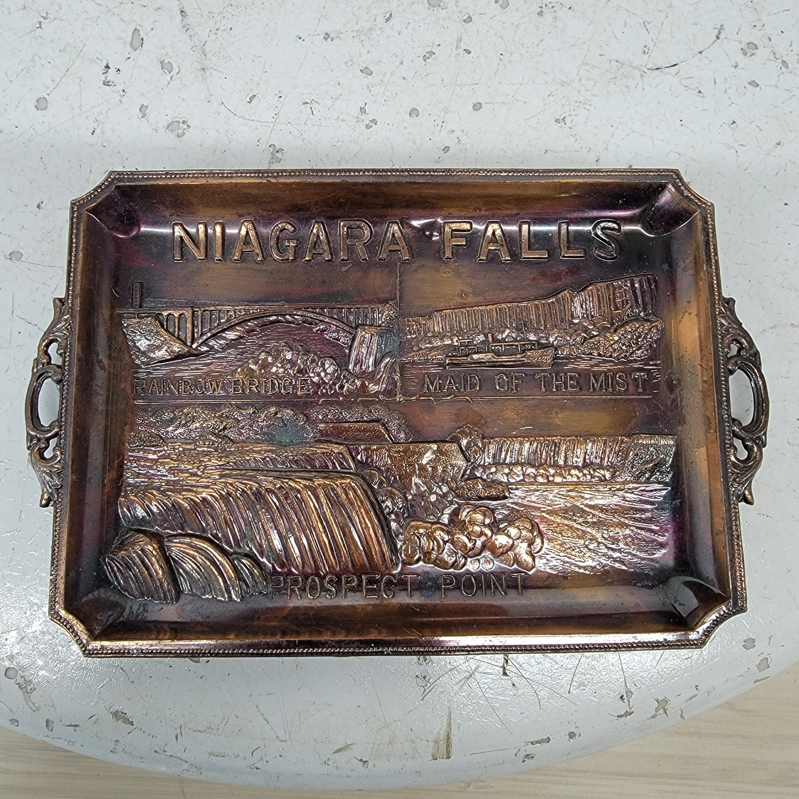 Vintage Niagara Falls Souvenir Tray Japan Maid of the Mist Rainbow Bridge
