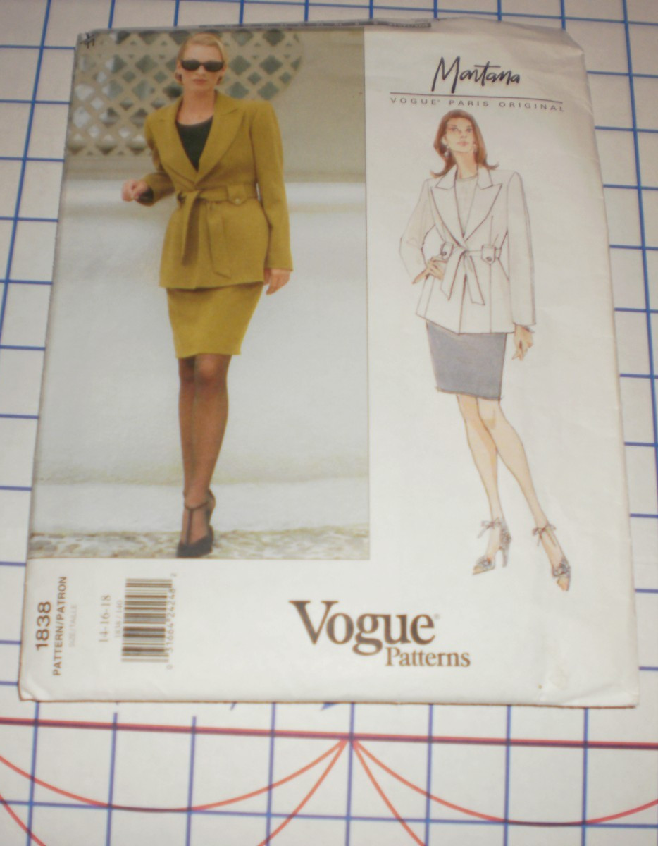 Vogue Paris Original MONTANA 1838 Pattern SIZE 14 16 18 UNCUT Jacket Skirt