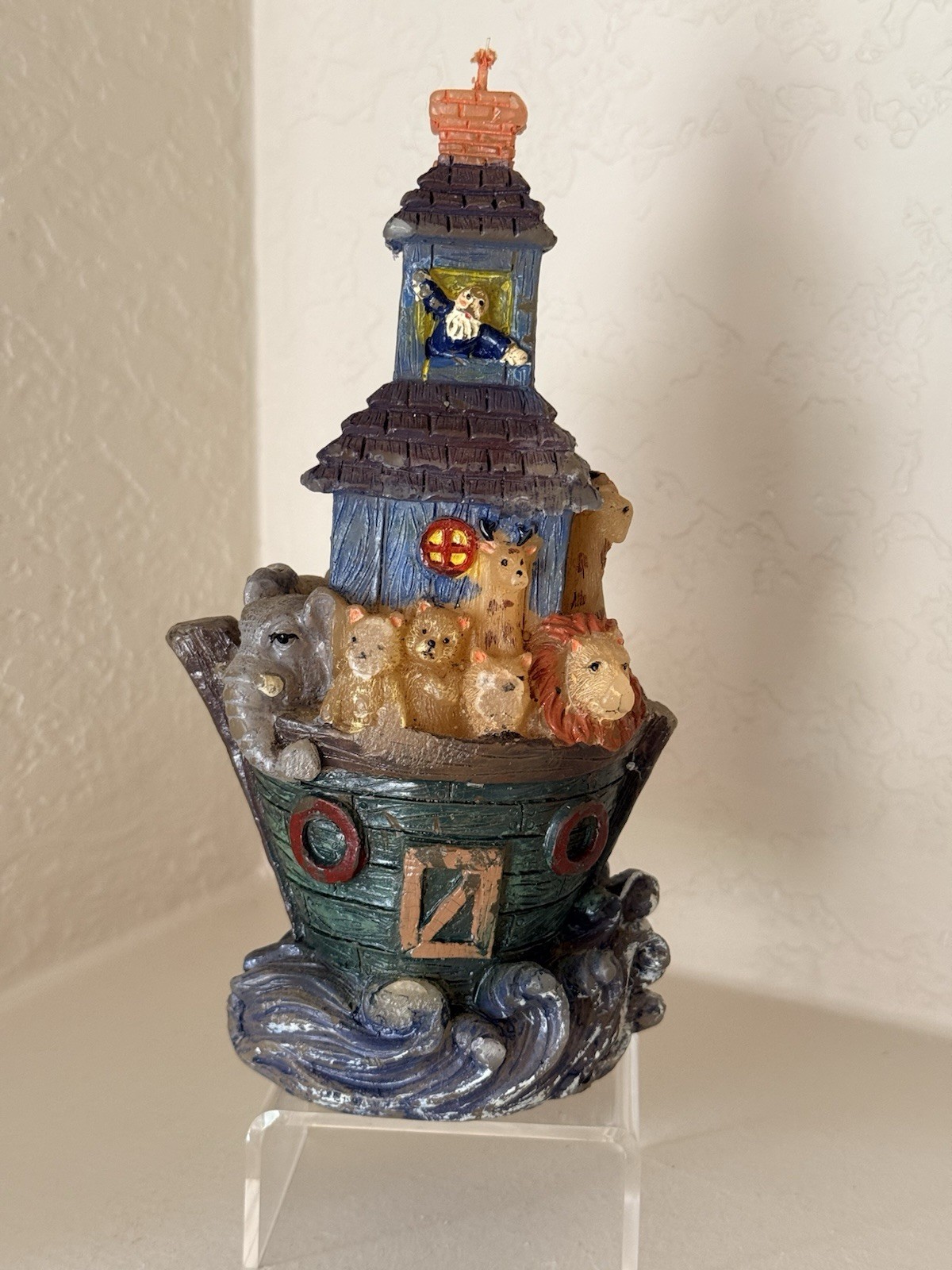 Vintage Noah’s Ark Candle Hand Painted Various Animals Zebras Giraffe Elephant