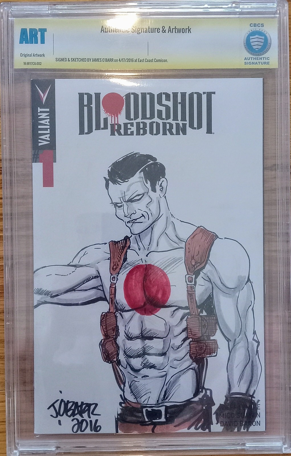 JAMES O'BARR ORIGINAL ART  CBCS BLOODSHOT ART SIGNED - NOT CGC - CROW CREATOR