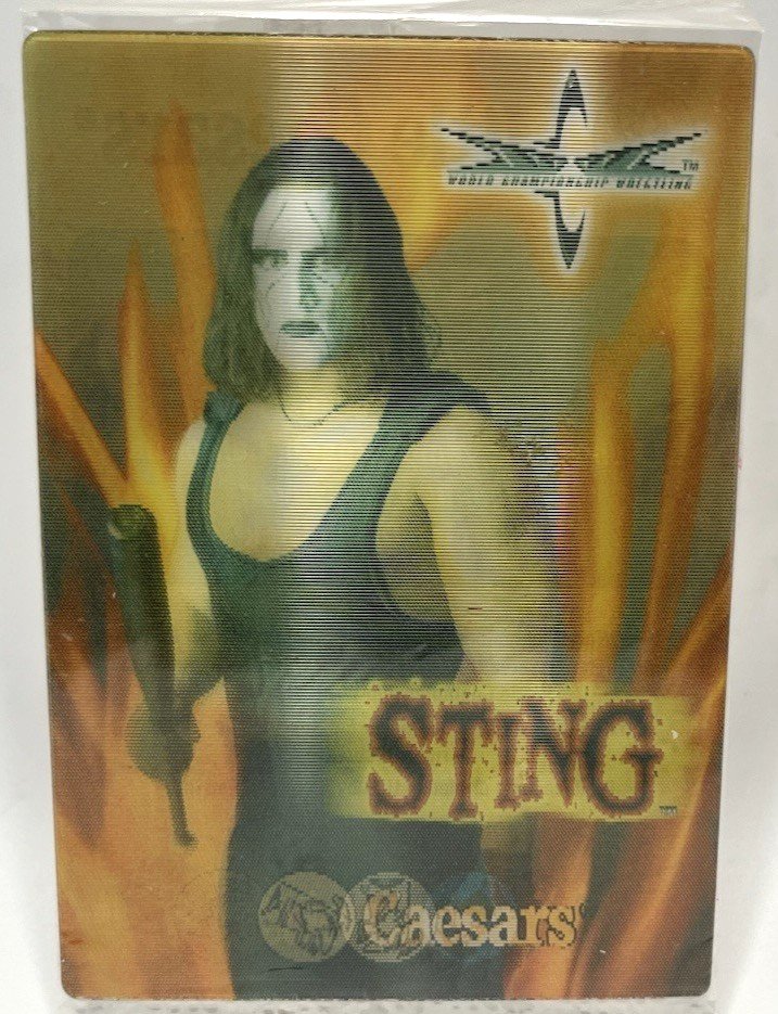 1999 WCW Sting Little Caesars Lenticular Promo Trading Card Sealed Vintage