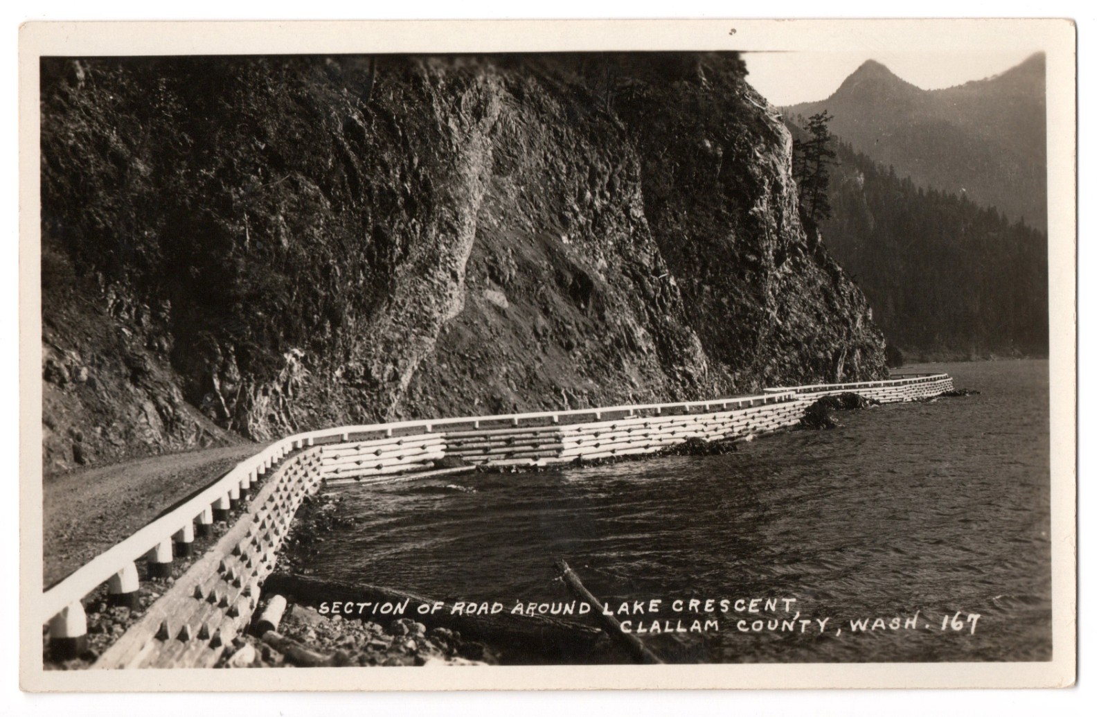 Real Photo Postcard RPPC Clallam County WA Section Of Road Around Lake Crescent Real Photo Postcard RPPC Clallam County WA Section Of Road Around Lake Crescent